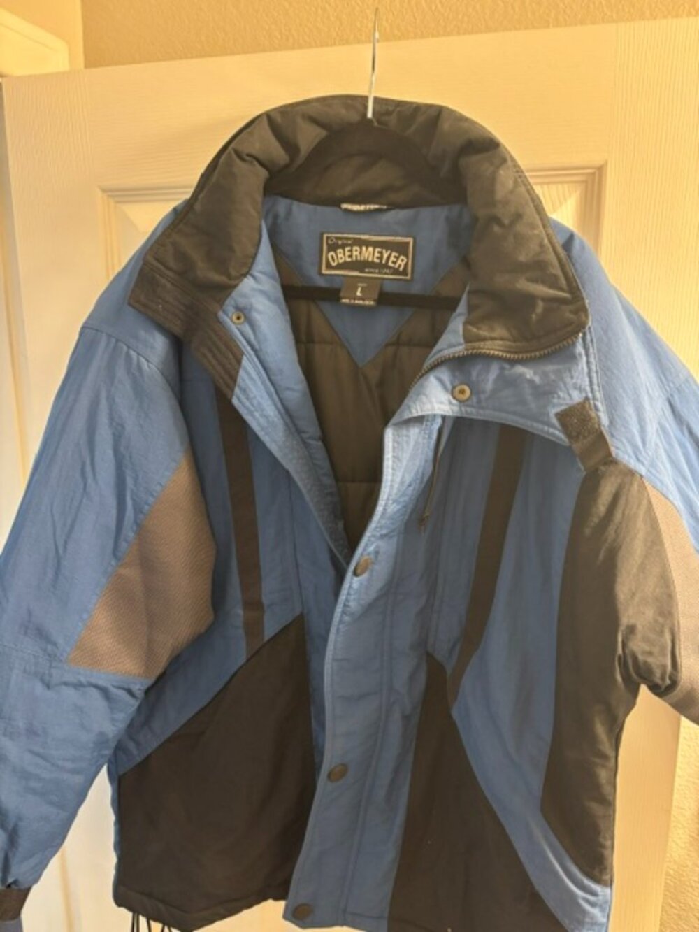 Obermeyer Men's Insulated Ski Jacket Blue/Black Size Large